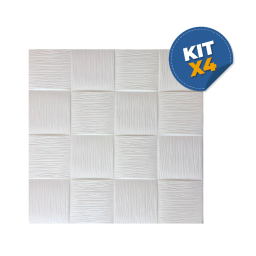 Kit x 4 Revestimiento autodhesivo 3d - Cuadrados blancos 