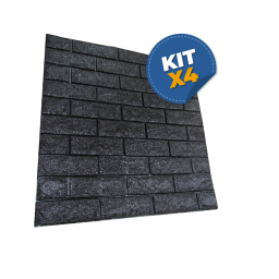 Kit x 4 Revestimiento autodhesivo 3d Ladrillo Negro - Pared wallpaper papel tapiz 