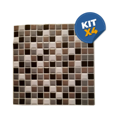 Kit x 4 Revestimiento 3d mosaico gris autoadhesivo - Simil ceramica 