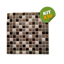 Kit x 10 Revestimiento 3d mosaico gris autoadhesivo - Simil ceramica 