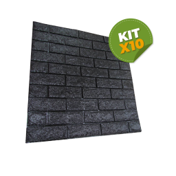 Kit x 10 Revestimiento autodhesivo 3d Ladrillo Negro - Pared wallpaper papel tapiz 