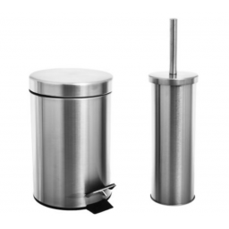 Set papelera y escobilla en acero inox. para bao