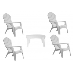 Set 4 Sillones Miami Blanco + mesa ratona Para Exterior Jardn