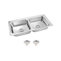 Pileta/bacha doble OWEN Acero Inox Cocina Sobreponer 78x43x20