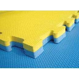 Piso de Goma Eva 1m x 1m x 2cm - tatami azul/amarillo