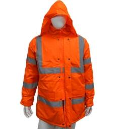 PARKA IMPERMEABLE NARANJA CON BANDAS REFLECTIVAS