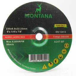 Disco Desbaste 9'' Metal Montana 230x6.5mm  5 unidades