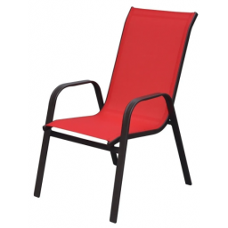 Silla de jardn Sling de acero y textilina con apoyabrazos roja